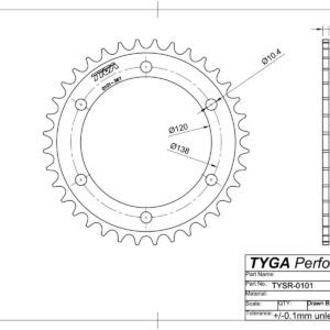 TYSR-0101-Series- Rr Sprocket-Drawing