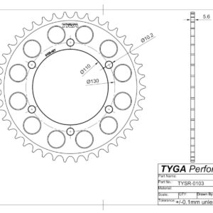 TYSR-0103-Series- Rr Sprocket-Drawing