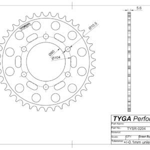 TYSR-0204-Series-Rr-Sprocket-Drawing