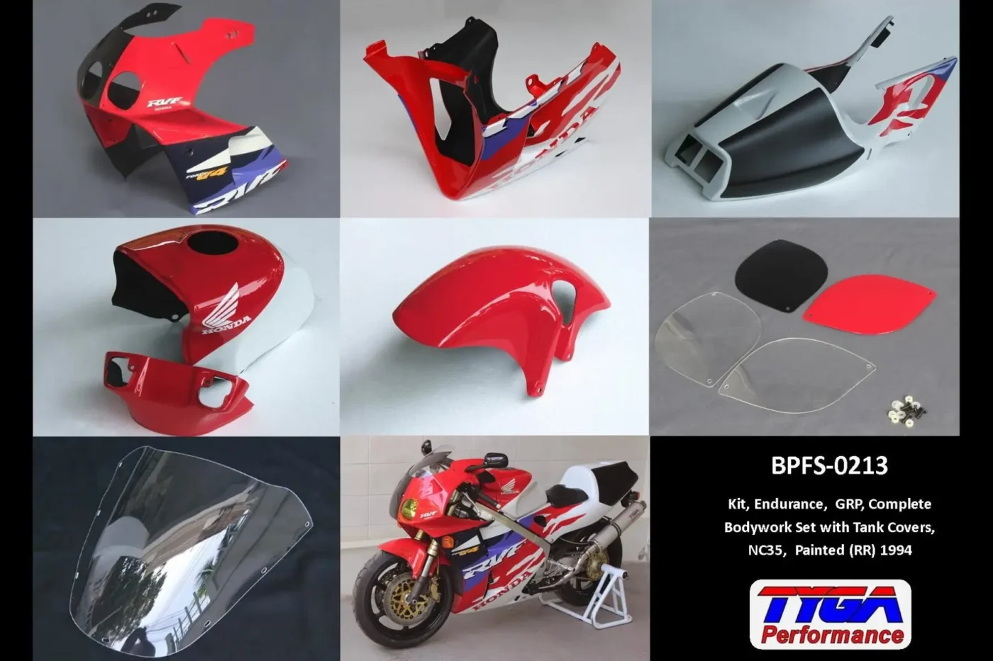 Kit, Endurance, GRP, Complete Bodywork Set with Tank Covers, NC35, Painted (RR) 1994