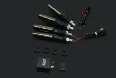 Slim Style LED turn signal lamp Complete set of 4, Fairing Set, 90 Degree Pin Fitment Relay