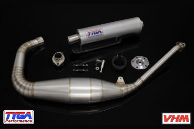 Special Set, Exhaust Chamber, Stainless Steel, with Premium Aluminium Silencer and VHM Insert, Aprilia RS-125