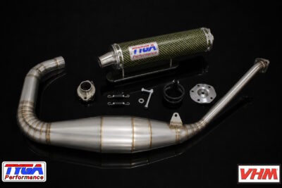 Special Set, Exhaust Chamber, Stainless Steel, with Premium Carbon/Kevlar Silencer and VHM Insert, Aprilia RS-125