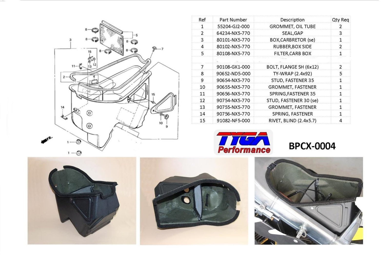Air Box, Carbon/Kevlar, RS250, NX5 15