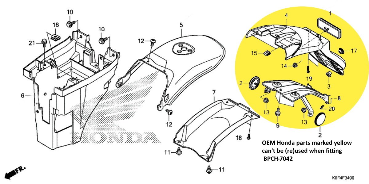 Rear Fender, Carbon, stock shape, no taillight mount, Monkey 125 5