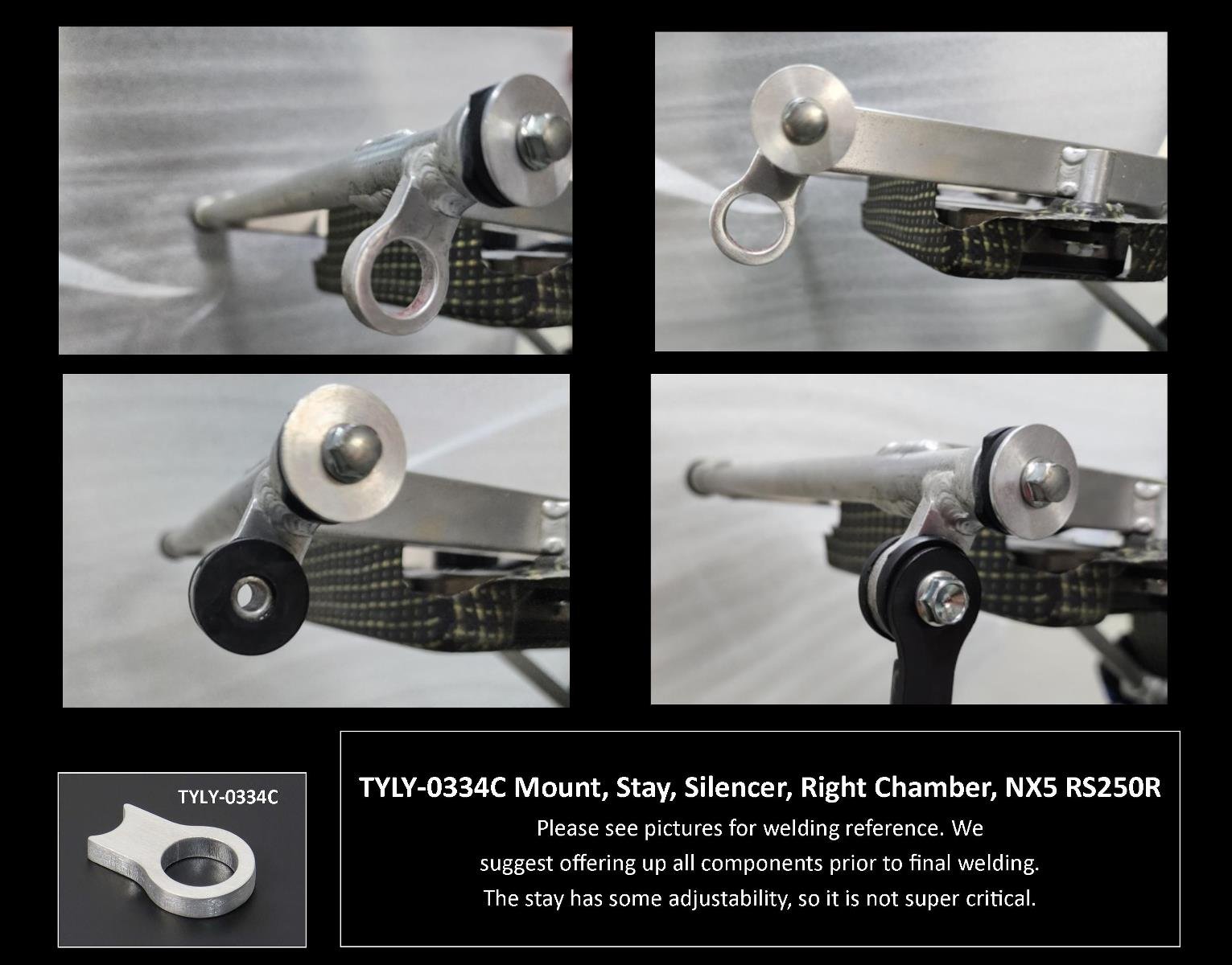 Set, Exhaust Chamber, Stainless Steel, (High Right Side Silencer Mount) NX5 RS250R 19 01tyly0334cstay