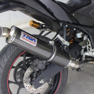 Set, Pipe, Race System, Yamaha R25/R3, MT-25/MT-03, Stainless, Round Carbon Silencer