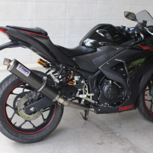 Set, Pipe, Race System, Yamaha R25/R3, MT-25/MT-03, Stainless, Round Carbon Silencer