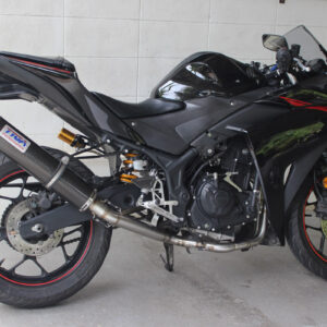 Set, Pipe, Race System, Yamaha R25/R3, MT-25/MT-03, Stainless, Round Carbon Silencer
