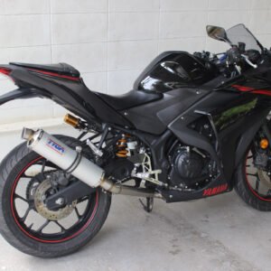 Set, Pipe, Race System, Yamaha R25/R3, MT-25/MT-03 Stainless, Round Aluminium Silencer