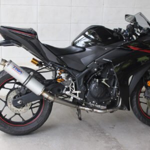 Set, Pipe, Race System, Yamaha R25/R3, MT-25/MT-03 Stainless, Round Aluminium Silencer