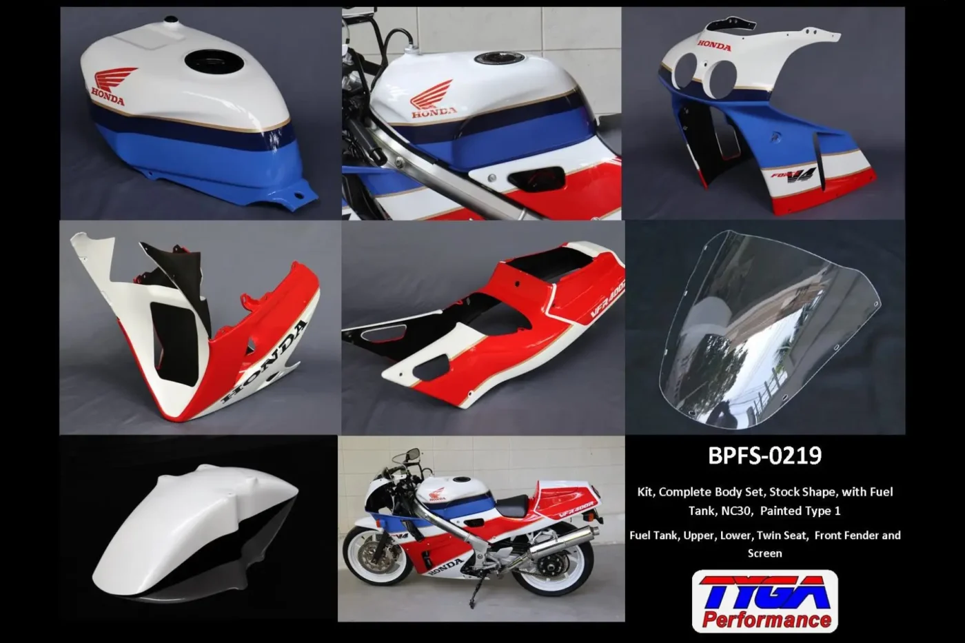 Kit, Complete Body Set, Stock Shape, with Fuel Tank, NC30, Painted Type 1