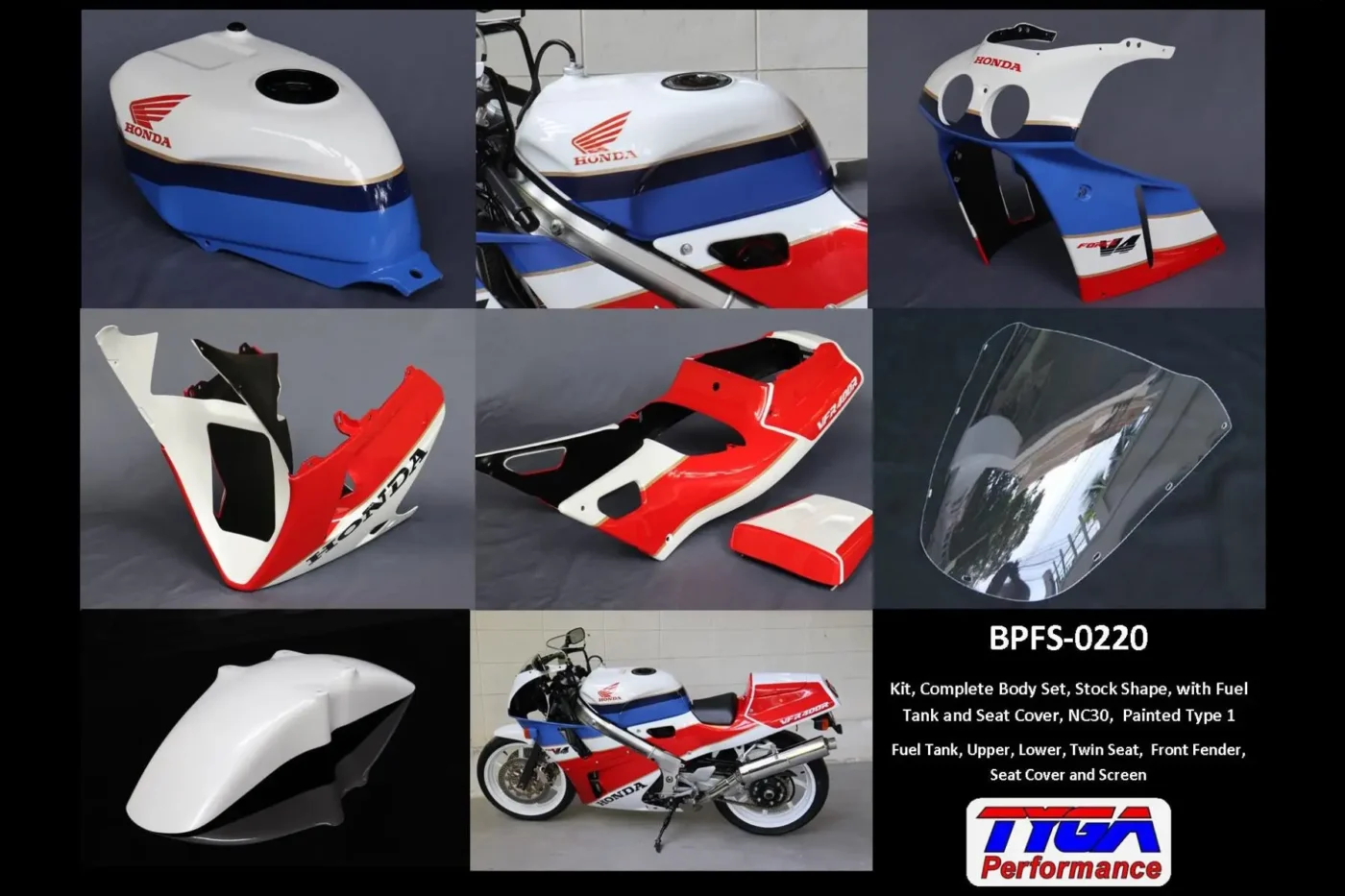 Kit, Complete Body Set, Stock Shape, with Fuel Tank and Seat Cover, NC30, Painted Type 1
