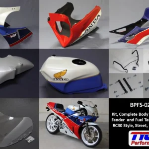 Kit, Complete Body Set with Front Fender and Fuel Tank, GRP, NC30, RC30 Style, Street, Painted RC30