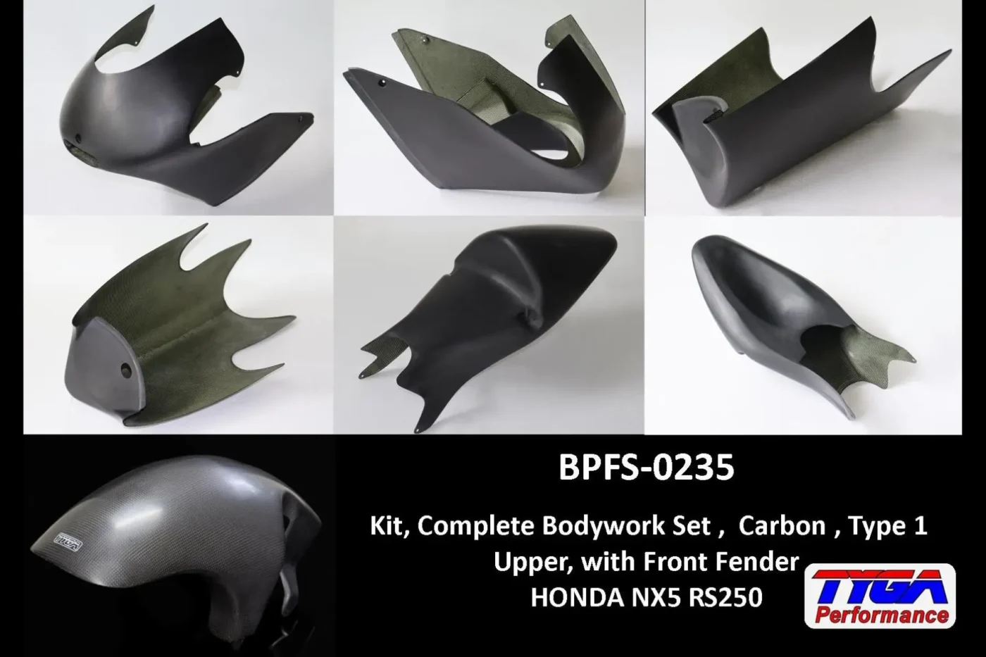 Kit, Complete Bodywork Set, Carbon, Type 1 Upper, with Front Fender, RS250R NXA