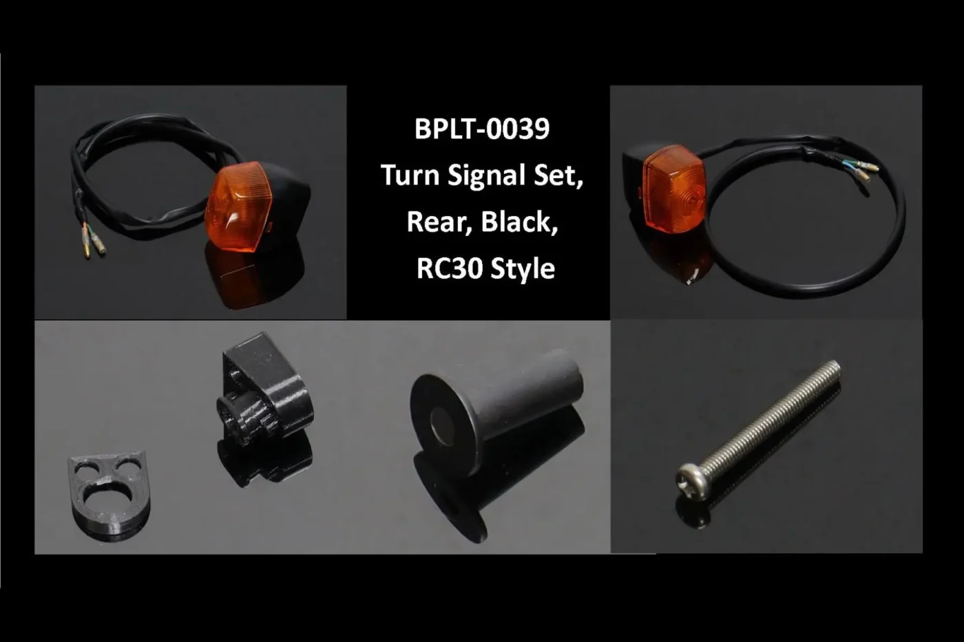 Turn Signal Set, Rear, Black, RC30 Style