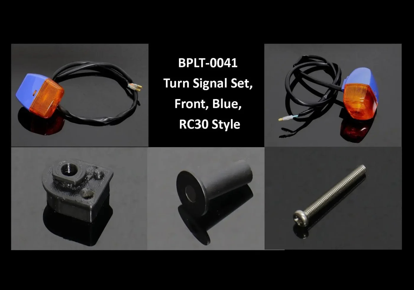 Turn Signal Set, Front, Blue, RC30 Style
