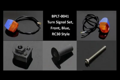 Turn Signal Set, Front, Blue, RC30 Style