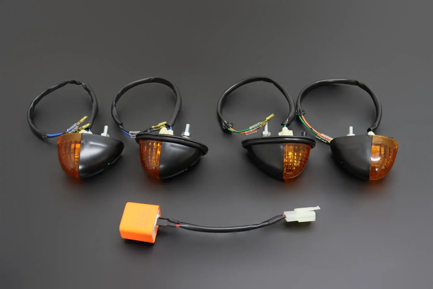 Turn Signal Set, Black, NSR150 Style, JDM Relay