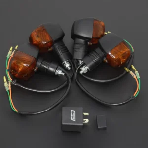Turn Signal Set, Black, Akira Style, 90 degree pin fitment relay.