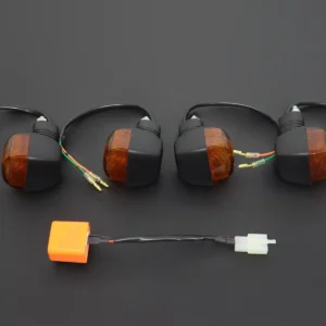 Turn Signal Set, Black, Akira Style, Parallel pin fitment relay. 