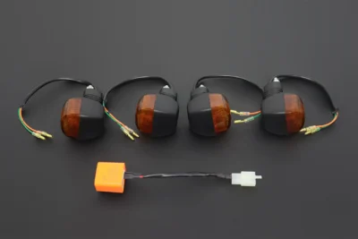 Turn Signal Set, Black, Akira Style, Parallel pin fitment relay.