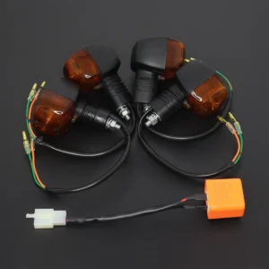 Turn Signal Set, Black, Akira Style, Parallel pin fitment relay. 