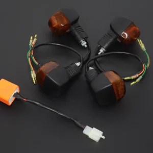 Turn Signal Set, Black, Akira Style, Parallel pin fitment relay. 