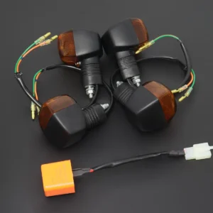 Turn Signal Set, Black, Akira Style, Parallel pin fitment relay. 