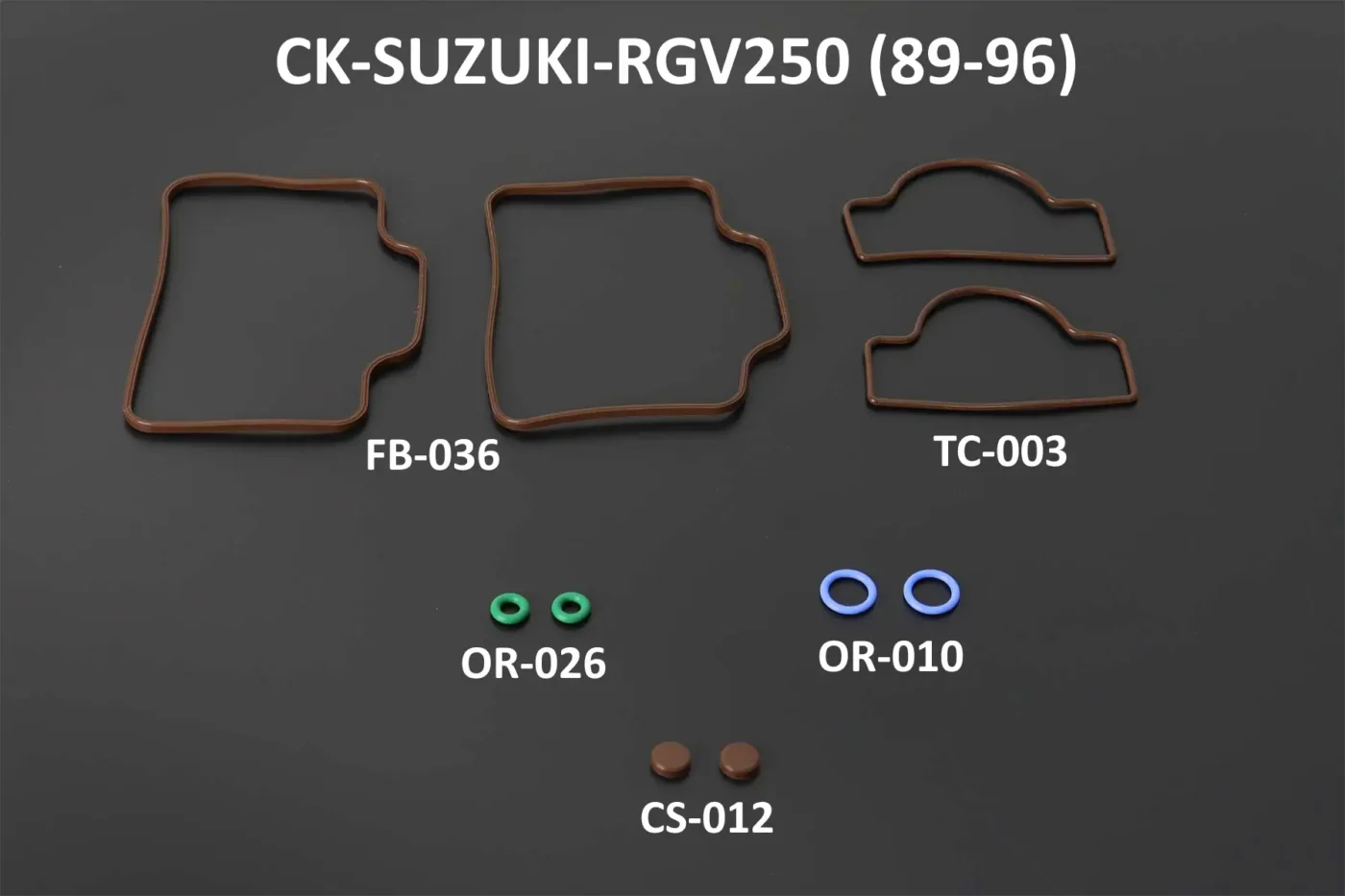 Carb Service Kit, 8 pieces, Suzuki RGV250 (VJ21/VJ22)
