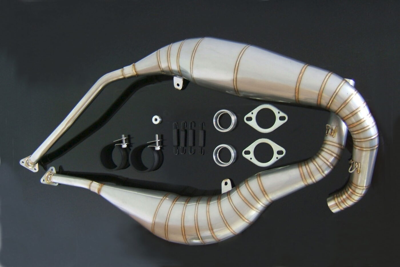 Set, Exhaust Chamber, Side By Side Type, Stainless Steel, Aprilia RS-250