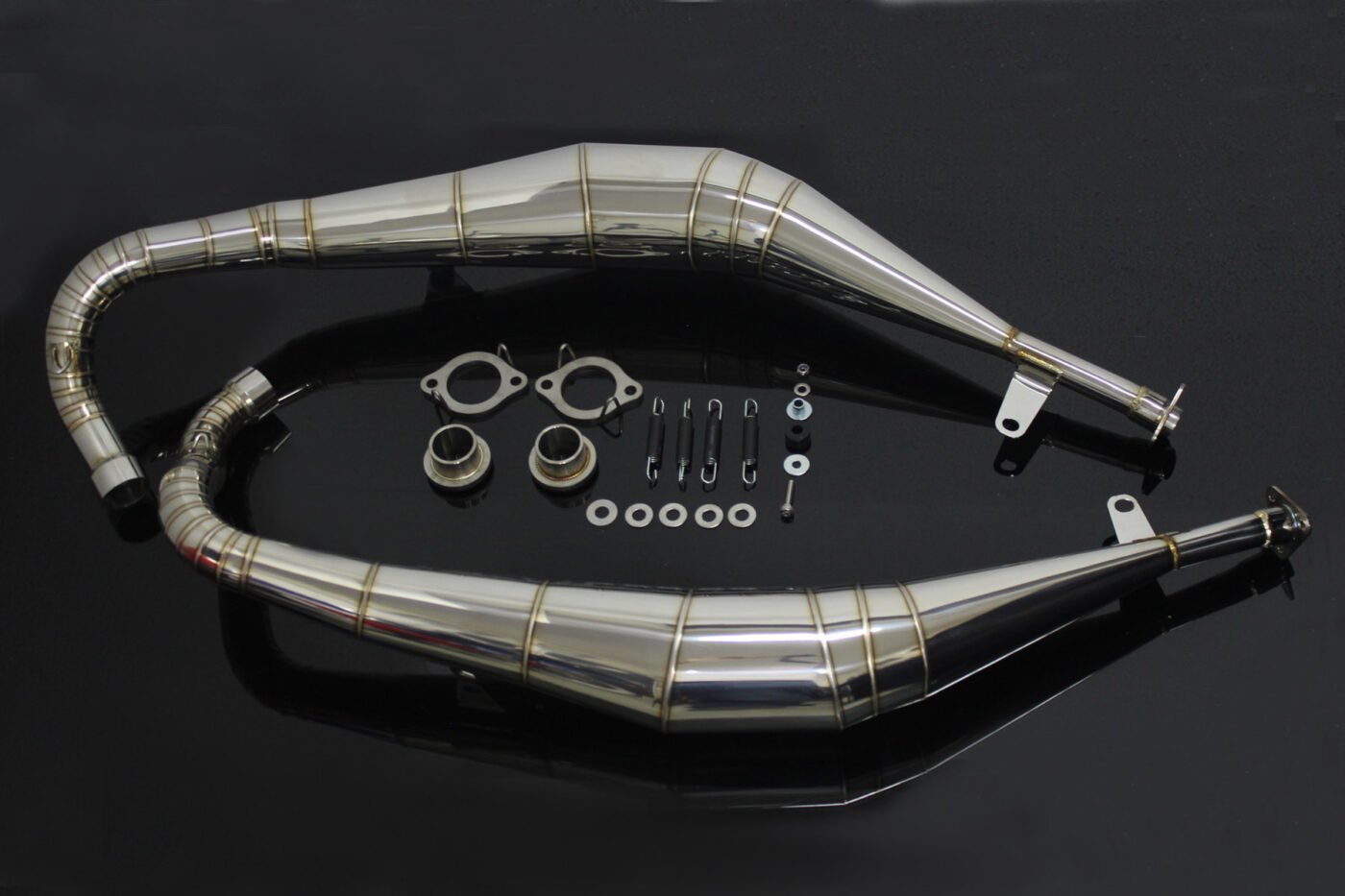 Set, Exhaust Chamber, Crossover Type, Stainless Steel, Mirror, Yamaha RD350LC (4L0)