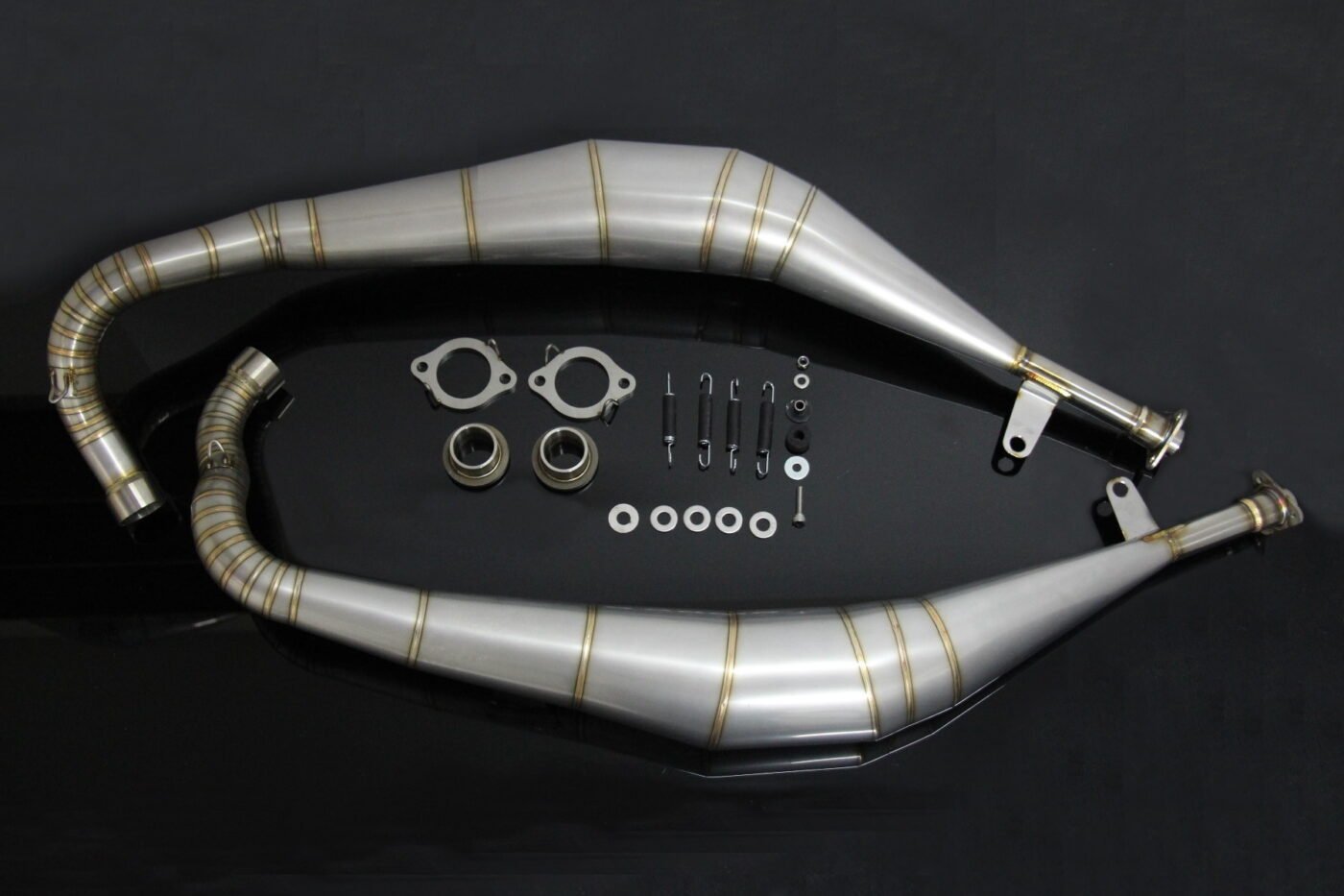Set, Exhaust Chamber, Crossover Type, Stainless Steel, Yamaha RD350LC (4L0)
