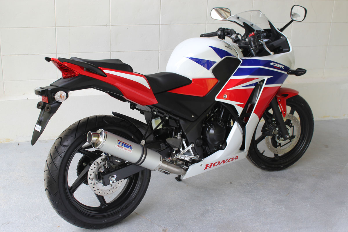 Set, Pipe, Full Race System, CBR300R/CBR300F, Round Aluminium Silencer, Stainless End Cap