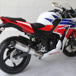 Set, Pipe, Full Race System, CBR300R/CBR300F, Round Aluminium Silencer, Carbon End Cap.