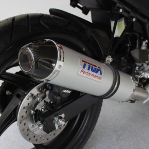 Set, Pipe, Full Race System, CBR300R/CBR300F, Round Aluminium Silencer, Carbon End Cap.