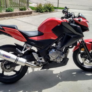 Set, Pipe, Full Race System, CBR300R/CBR300F, Round Aluminium Silencer, Carbon End Cap.