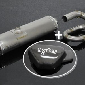 Special Set, Pipe, Full System, Underbelly, Monkey 125, Stainless Oval/Carbon End Cap, Long, with Ca