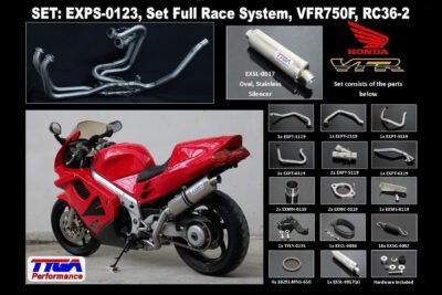 Set, Pipe, L.H Exit, Full Race System, RC36-2, Oval Stainless Silencer