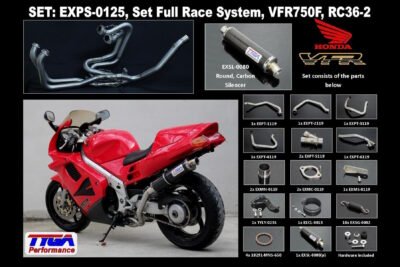 Set, Pipe, L.H Exit, Full Race System, RC36-2, Round Carbon Silencer
