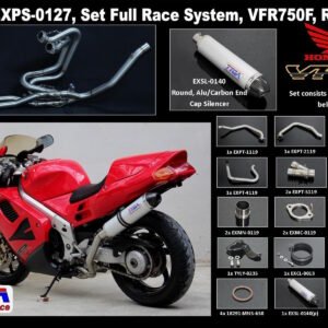 Set, Pipe, L.H Exit, Full Race System, RC36-2, Round Aluminium/Carbon End Cap Silencer