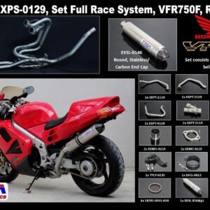Set, Pipe, L.H Exit, Full Race System, RC36-2, Round Stainless/Carbon End Cap Silencer