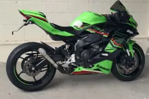 Set, Mesh, Slip-On, Slash Cut, Stainless, with Carbon Exhaust Guard, Kawasaki ZX-4R(R)