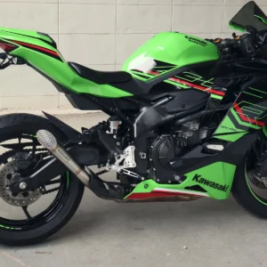 Set, Mesh, Slip-On, Slash Cut, Stainless, with Carbon Exhaust Guard, Kawasaki ZX-4R(R)