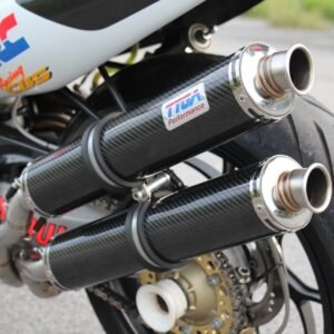 Silencer, Carbon, Round, Twin Stack, No Fittings