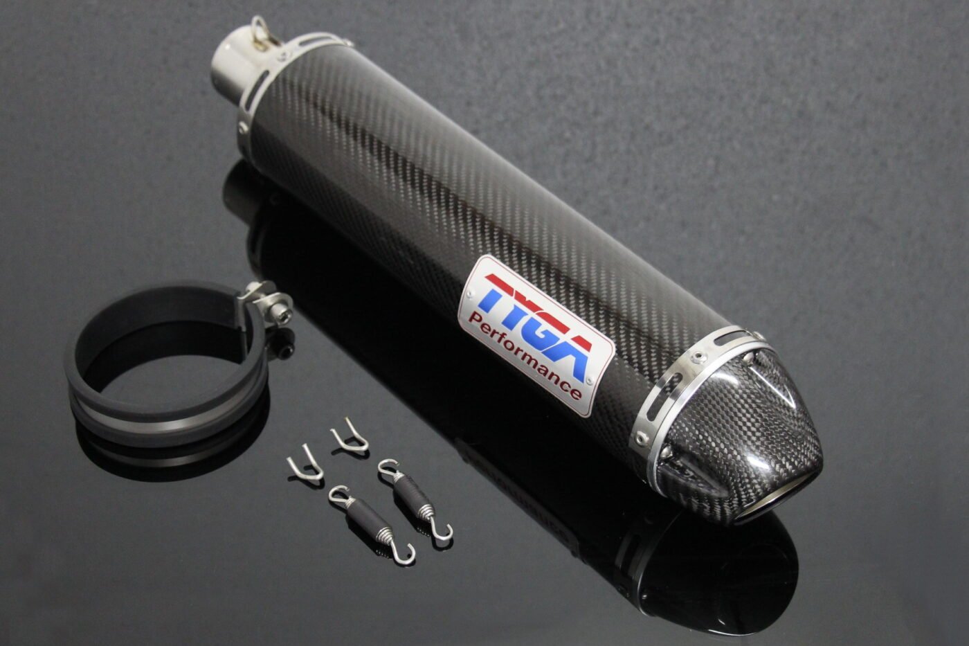 Silencer, Round, Carbon/Carbon End Cap, 2 Inch x 380mm, Assy