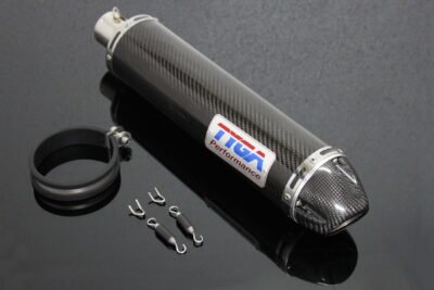 Silencer, Round, Carbon/Carbon End Cap, 2 Inch x 380mm, Assy