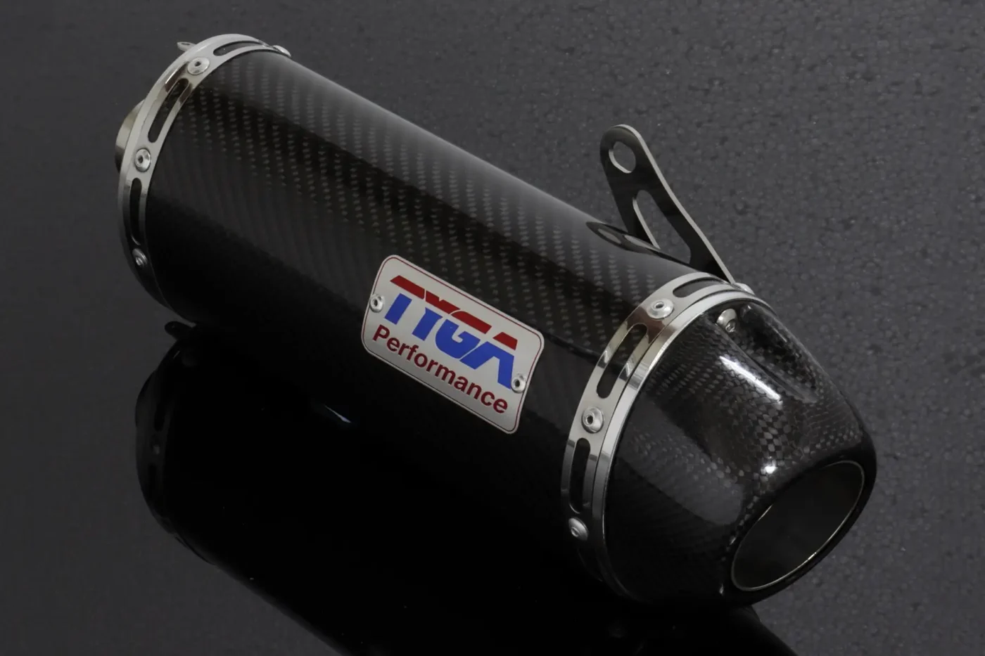 Silencer, Carbon, Oval/Carbon End Cap, Spring Mount Left, GROM, No Fittings