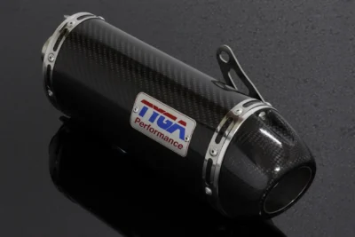 Silencer, Carbon, Oval/Carbon End Cap, Spring Mount Left, GROM, No Fittings