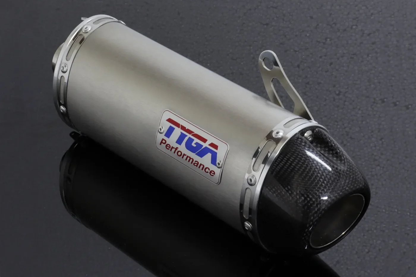 Silencer, Stainless, Oval/Carbon End Cap, Spring Mount Left, GROM, No Fittings